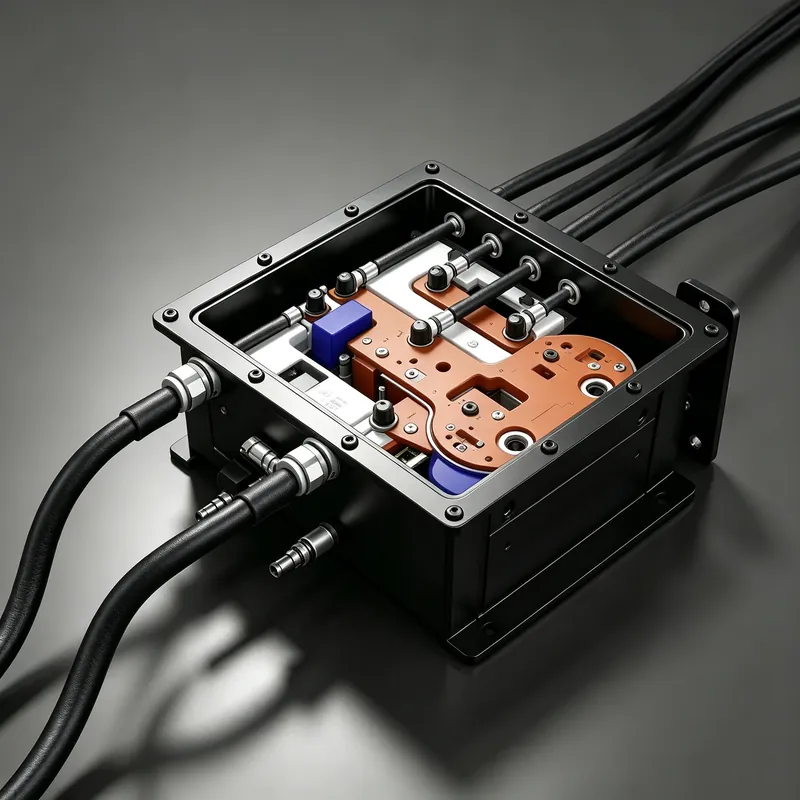 EAK water-cooled chopper module with copper busbars and coolant hoses