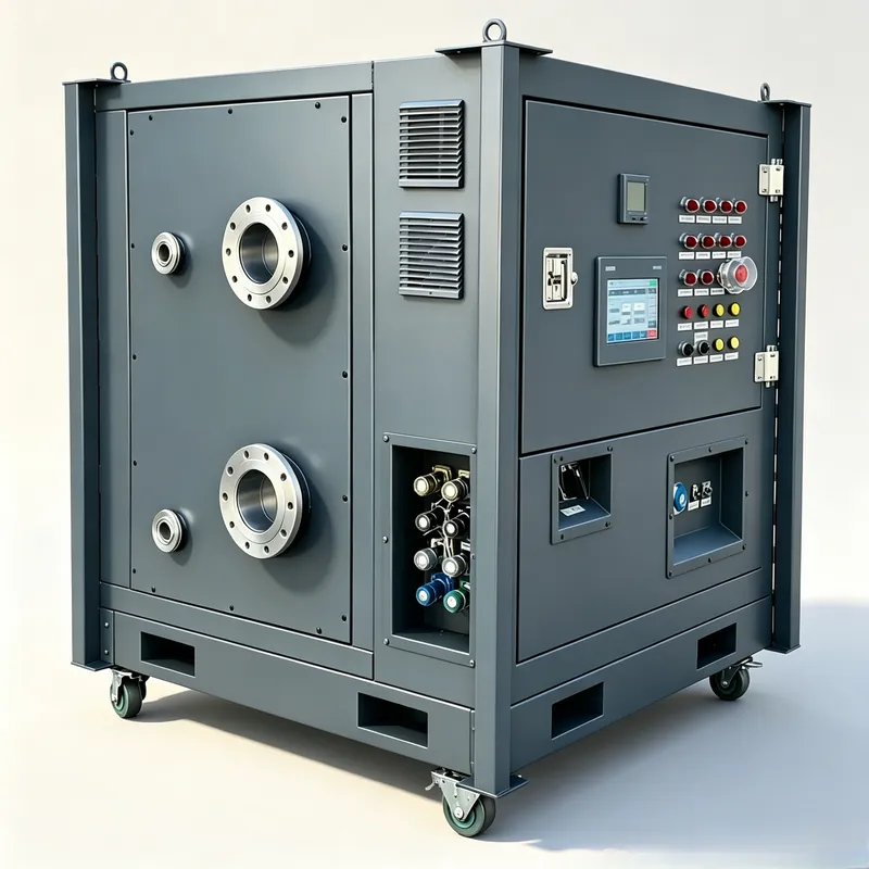 EAK liquid-cooled load box with flanged coolant ports and integrated control panel